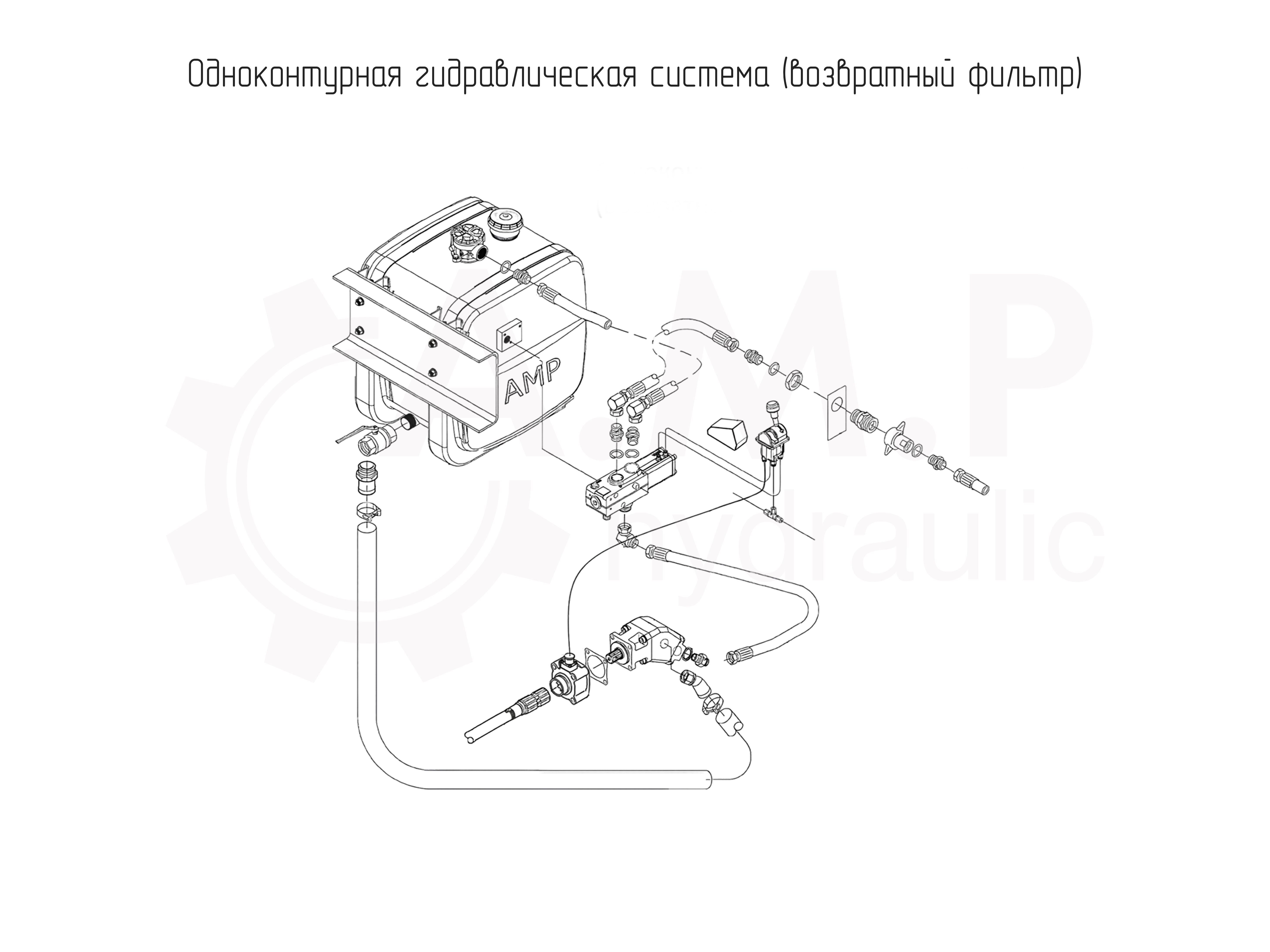 Одноконтурная гидравлическая система (возвратный фильтр)