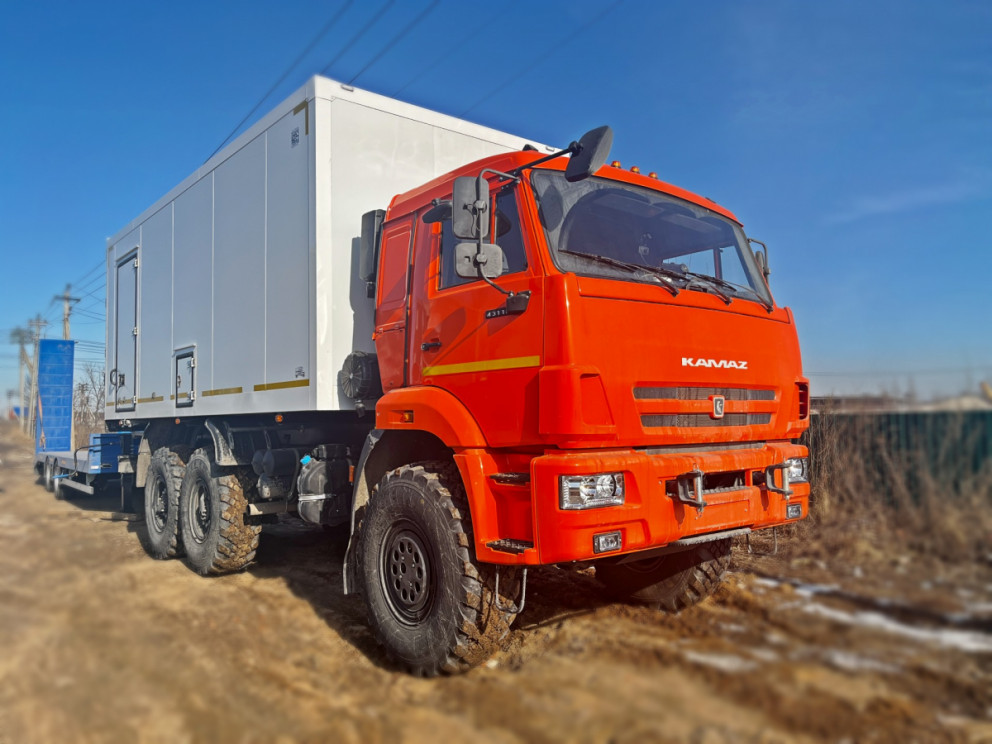 Установка траверсы фаркопа на грузовик КАМАЗ 43118 6х6